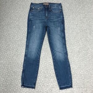 Point Sur Jeans Womens 26 Blue 10in Hightower Straight Raw Hem Distressed Denim